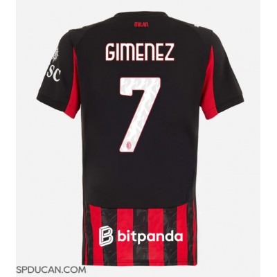 Zenski Nogometni Dres AC Milan Santiago Gimenez #7 Domaci 2025-26 Kratak Rukav Zenski Nogometni Dres AC Milan Santiago Gimenez #7 Domaci 2025-26 Kratak Rukav
